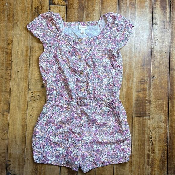 Cat & Jack Girls size 14 to 16 Pink Floral Romper Easter Spring - Picture 1 of 5